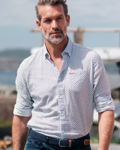 NZA New Zealand Auckland Linnen overhemd met rode print