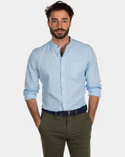 NZA New Zealand Auckland Linnen overhemd zonder kraag -