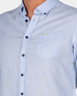 NZA New Zealand Auckland Linnen pastelblauw overhemd met lange mouw