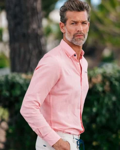 NZA New Zealand Auckland Linnen pastelroze overhemd met lange mouw