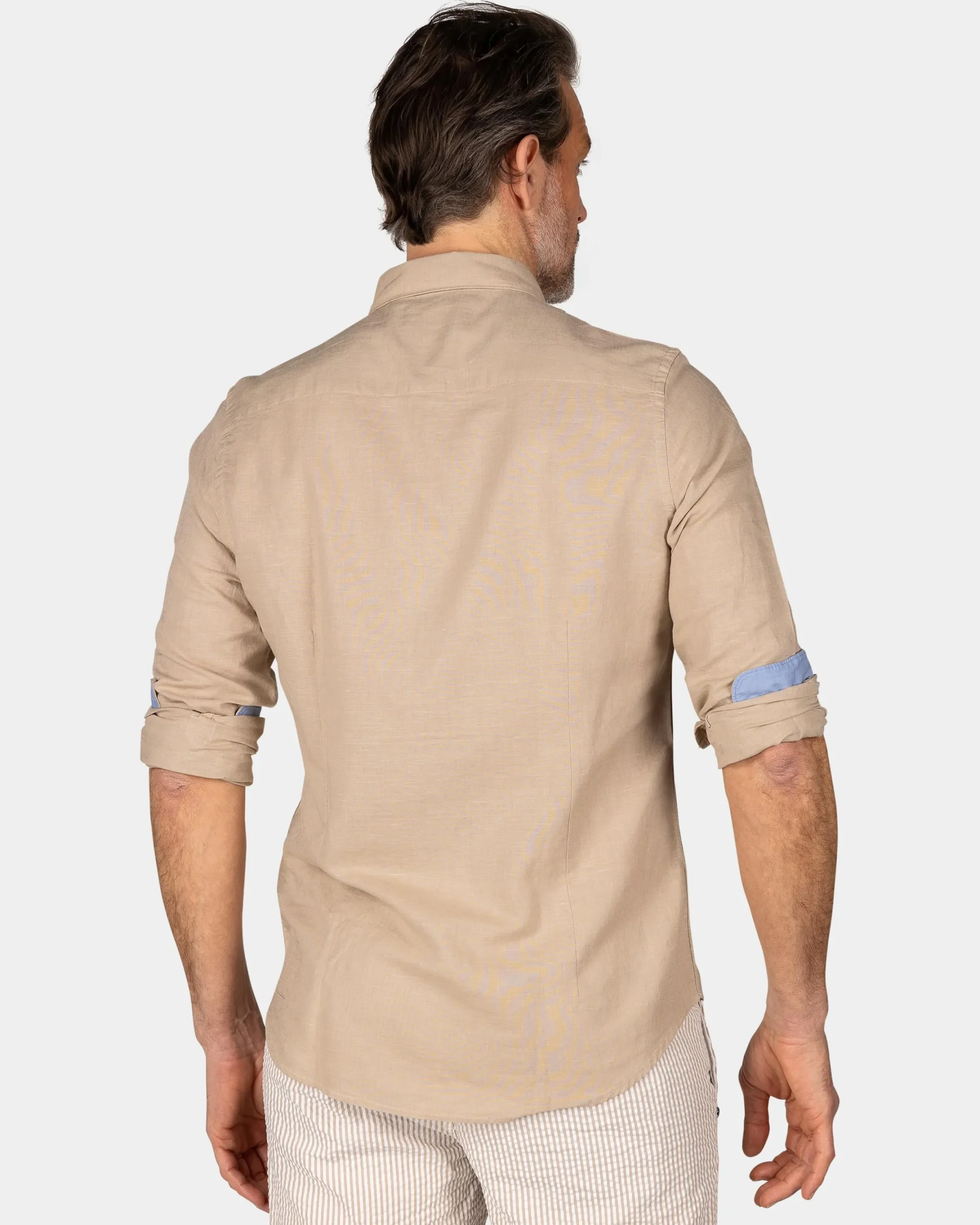 NZA New Zealand Auckland Linnen zandkleurig overhemd met lange mouw