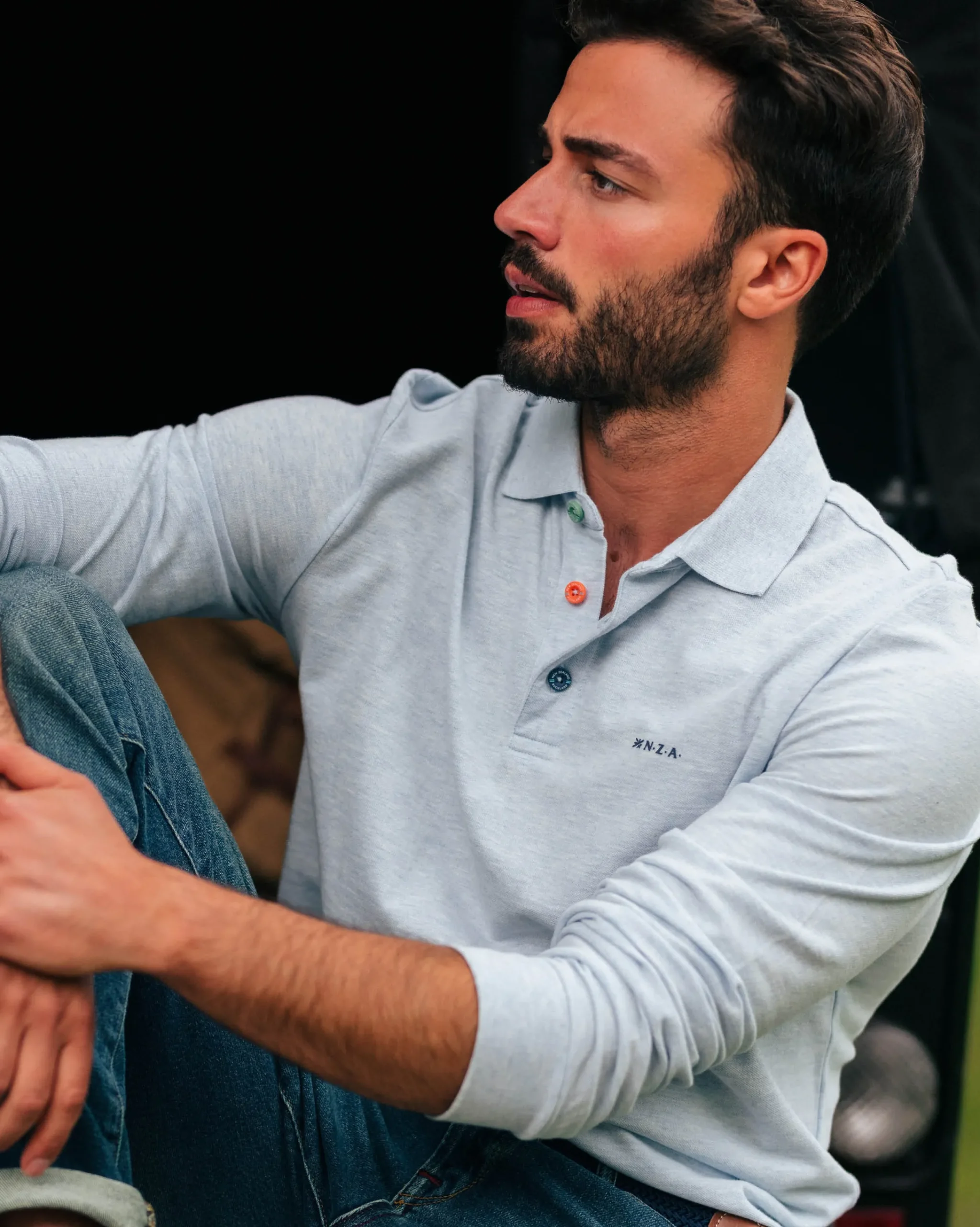 NZA New Zealand Auckland Longsleeve katoenen blauwe polo