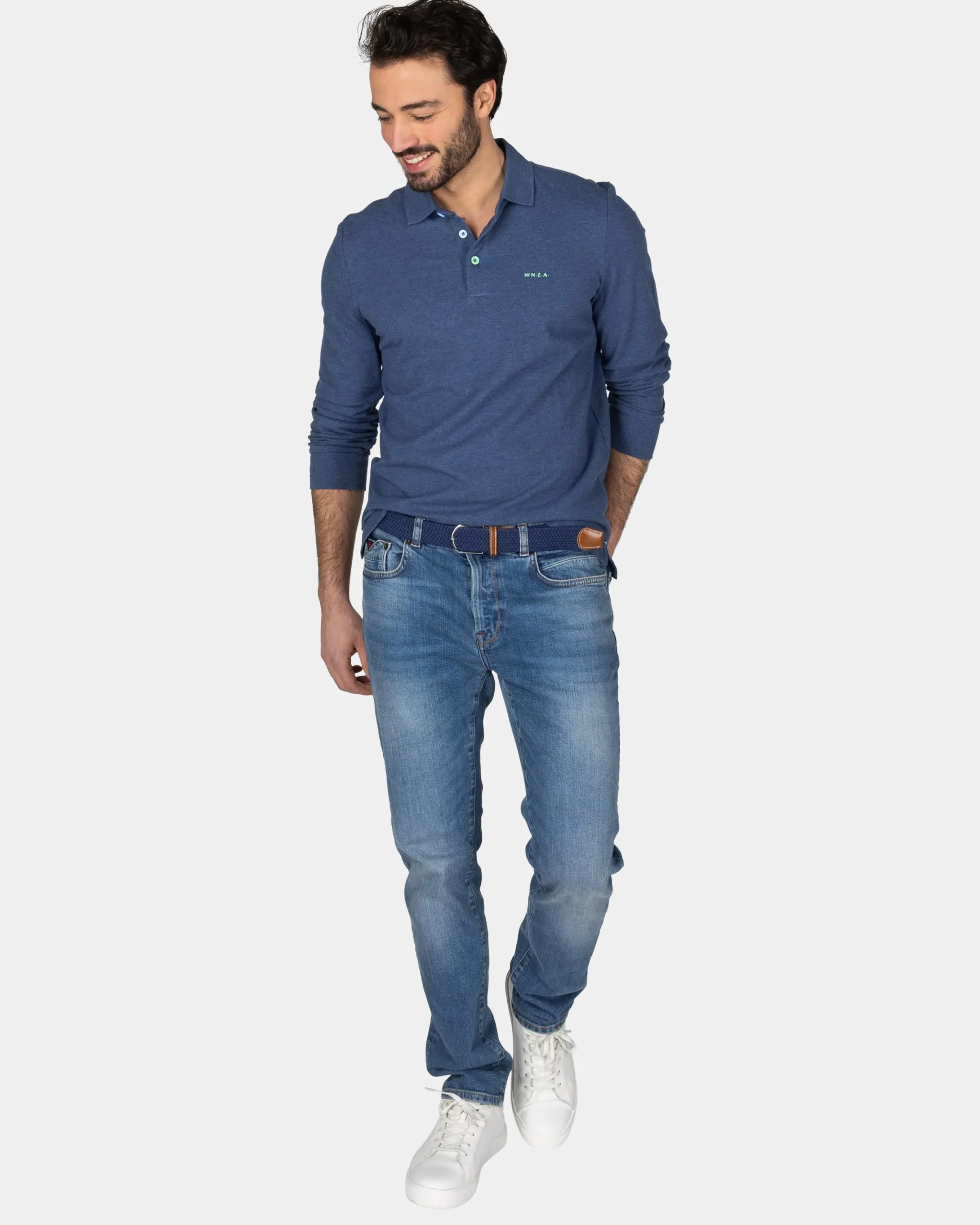 NZA New Zealand Auckland Longsleeve katoenen navy polo