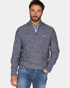 NZA New Zealand Auckland Navy gebreide pullover met halve rits -