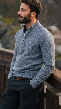 NZA New Zealand Auckland Navy gebreide pullover met halve rits -