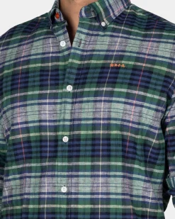 NZA New Zealand Auckland Navy groen paars geruit overhemd