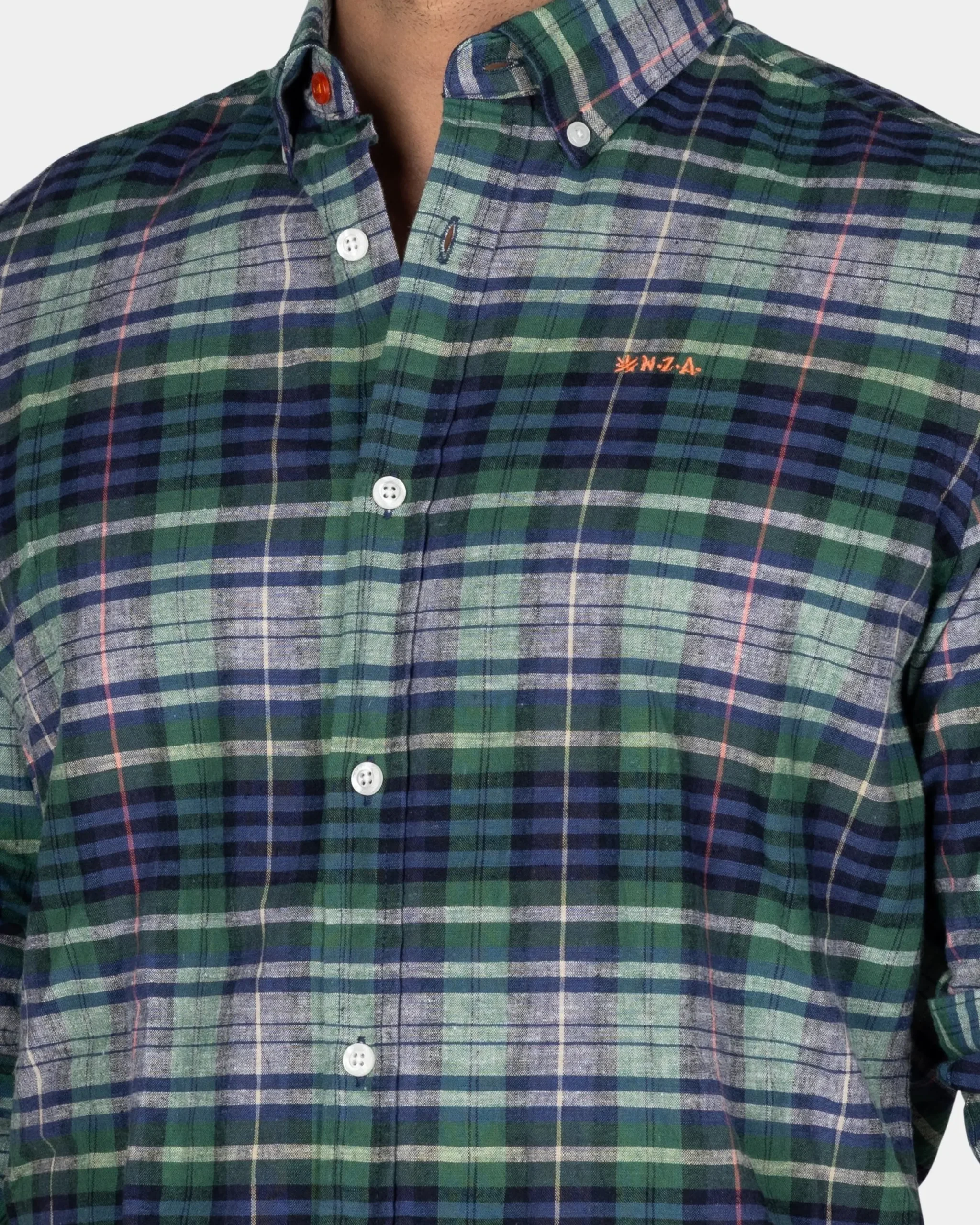 NZA New Zealand Auckland Navy groen paars geruit overhemd