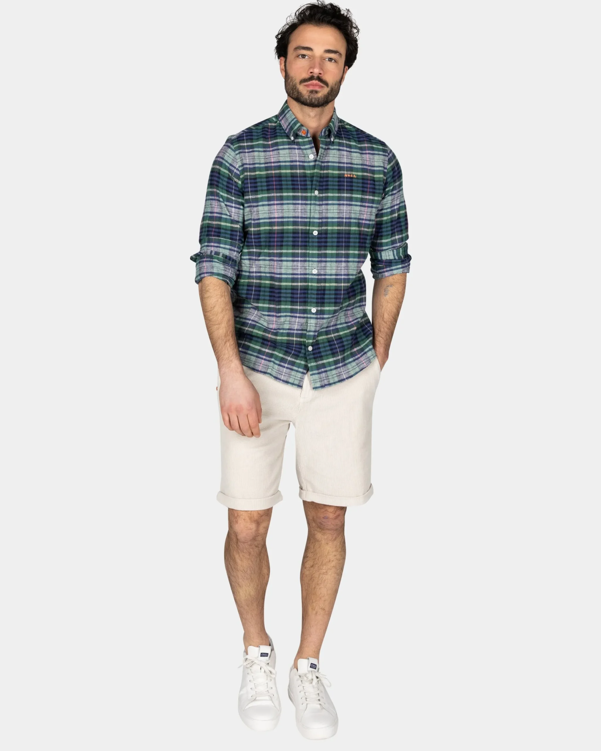 NZA New Zealand Auckland Navy groen paars geruit overhemd