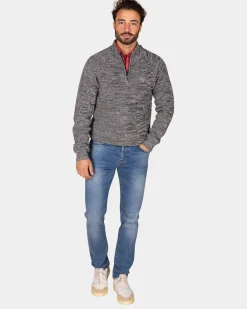 NZA New Zealand Auckland Navy katoenen trui met halve rits -