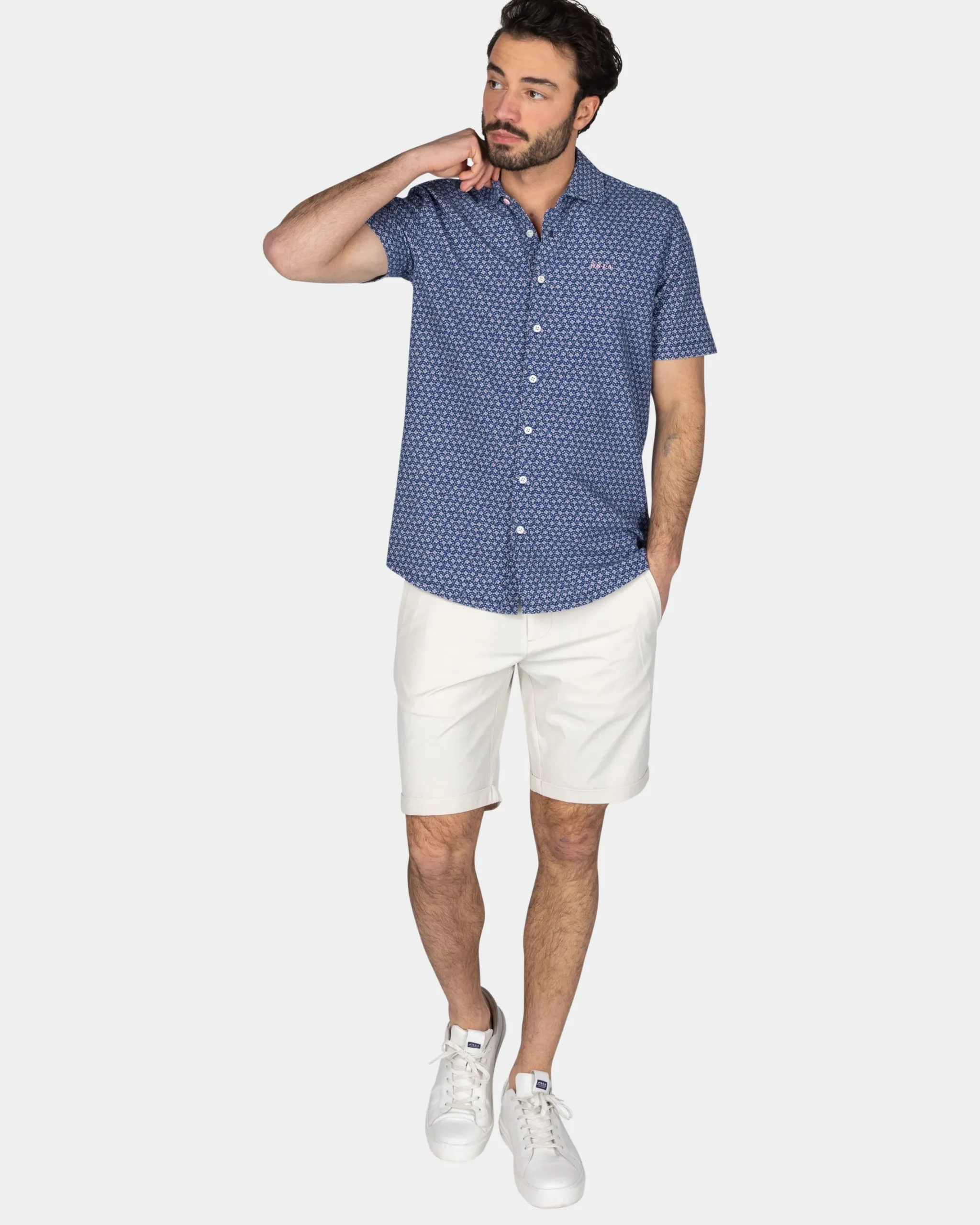 NZA New Zealand Auckland Navy overhemd met kleine roze print