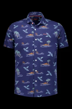 NZA New Zealand Auckland Navy overhemd met zomerse print -