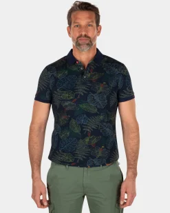 NZA New Zealand Auckland Navy polo met blader print -