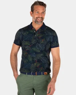 NZA New Zealand Auckland Navy polo met blader print -