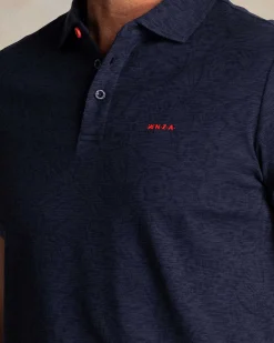 NZA New Zealand Auckland Navy polo met bladprint