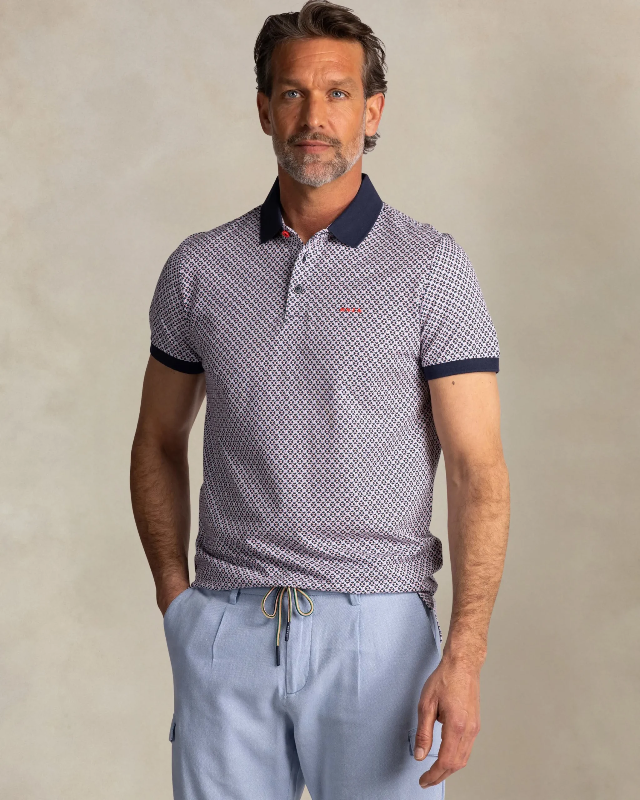 NZA New Zealand Auckland Navy polo met grafische print