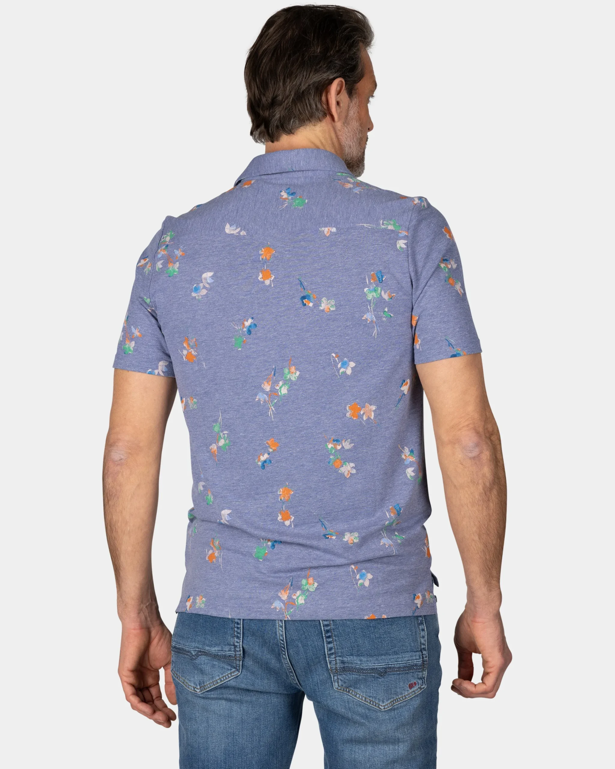 NZA New Zealand Auckland Navy poloshirt met bladprint