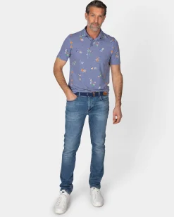 NZA New Zealand Auckland Navy poloshirt met bladprint