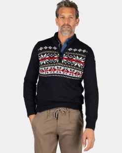 NZA New Zealand Auckland Navy pullover met gebreide print -