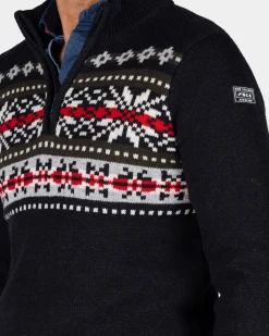 NZA New Zealand Auckland Navy pullover met gebreide print -