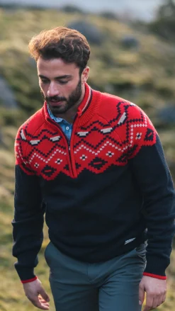 NZA New Zealand Auckland Navy trui met rode print -