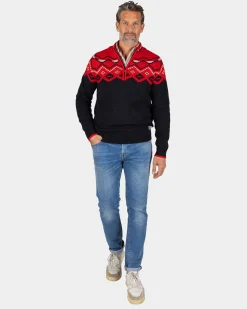 NZA New Zealand Auckland Navy trui met rode print -