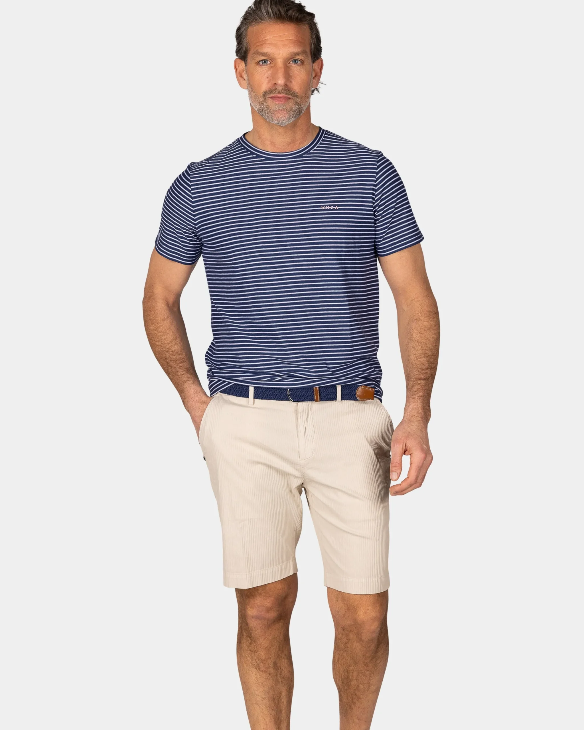 NZA New Zealand Auckland Navy t-shirt met kleine witte streep