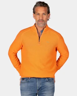 NZA New Zealand Auckland Oranje basis pullover met halve rits