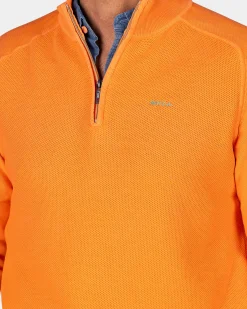 NZA New Zealand Auckland Oranje basis pullover met halve rits