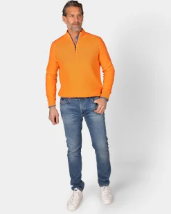 NZA New Zealand Auckland Oranje basis pullover met halve rits