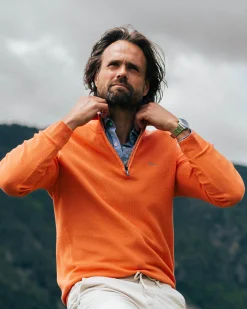 NZA New Zealand Auckland Oranje basis pullover met halve rits