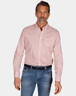 NZA New Zealand Auckland Oranje bedrukt linnen overhemd