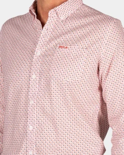 NZA New Zealand Auckland Oranje bedrukt linnen overhemd