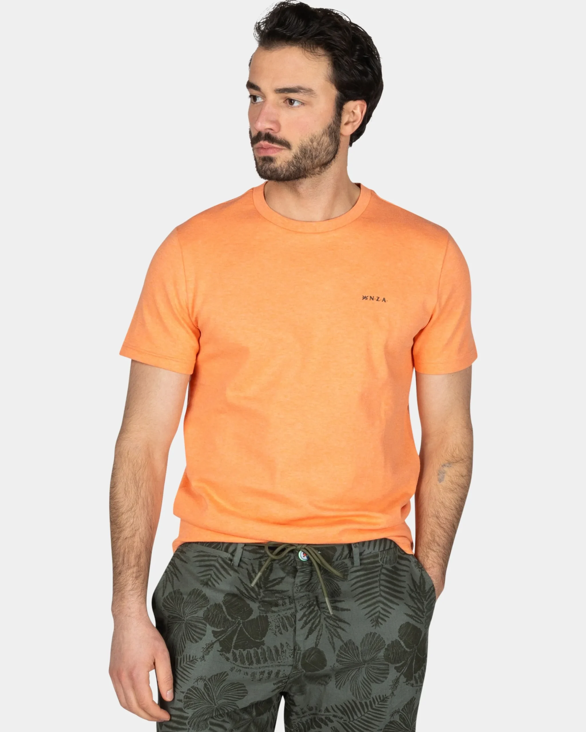 NZA New Zealand Auckland Oranje effen t-shirt van organisch katoen