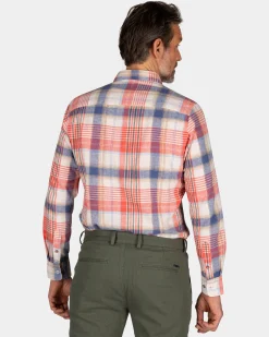 NZA New Zealand Auckland Oranje en blauw geruit overhemd