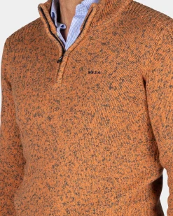 NZA New Zealand Auckland Oranje gebreide trui met halve rits -