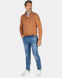 NZA New Zealand Auckland Oranje gebreide trui met halve rits -