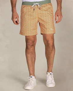 NZA New Zealand Auckland Oranje geprinte zwembroek met groene rand