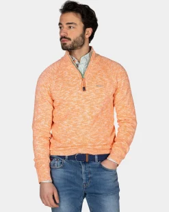 NZA New Zealand Auckland Oranje katoenen trui met halve rits