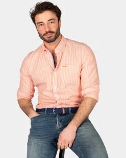 NZA New Zealand Auckland Oranje linnen overhemd -