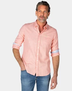 NZA New Zealand Auckland Oranje linnen overhemd met stretch