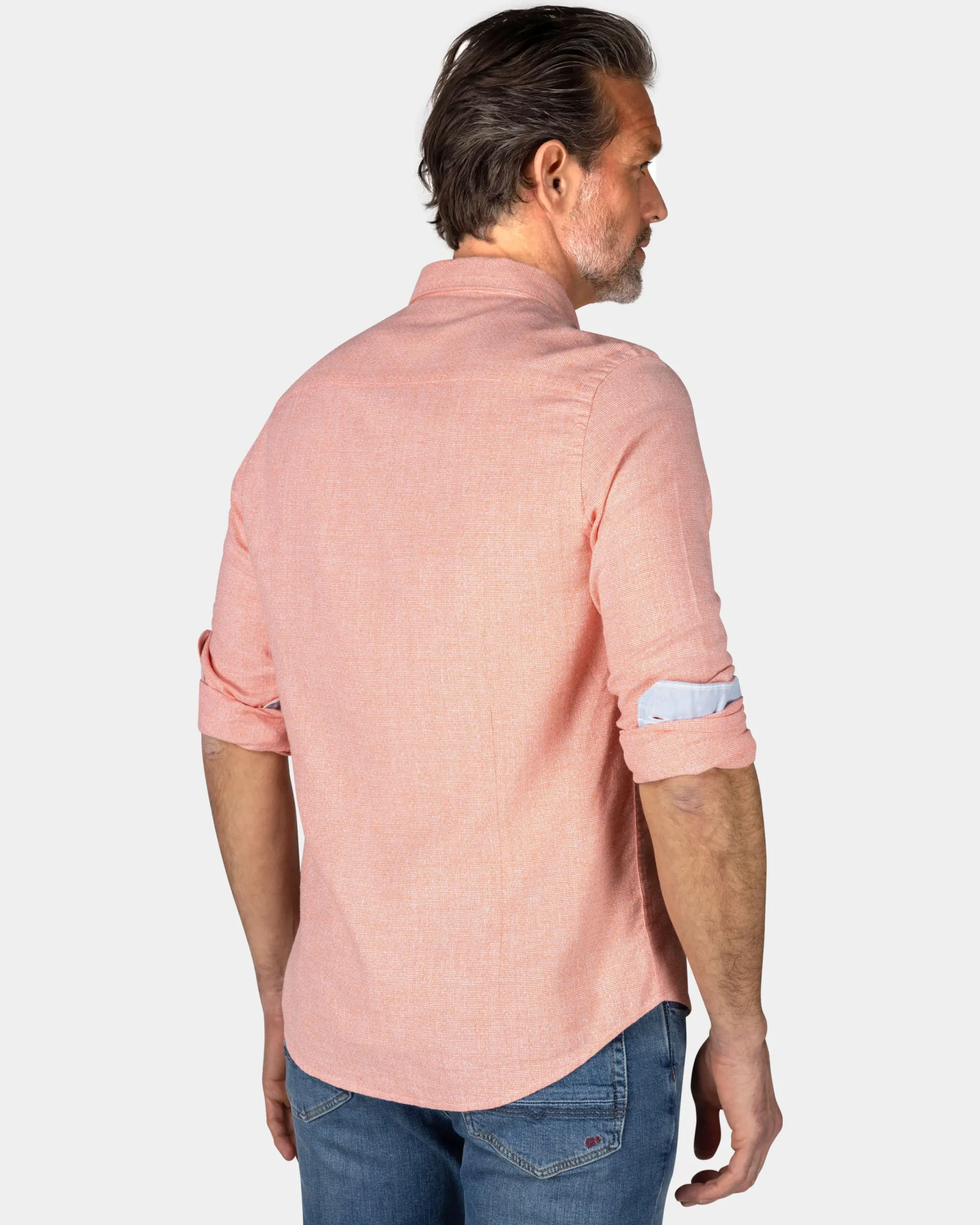 NZA New Zealand Auckland Oranje linnen overhemd met stretch