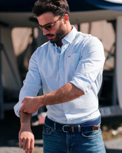 NZA New Zealand Auckland Pastelblauw effen katoenen overhemd