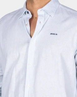 NZA New Zealand Auckland Pastelblauw linnen overhemd met elastaan