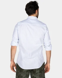 NZA New Zealand Auckland Pastelblauw linnen overhemd met elastaan