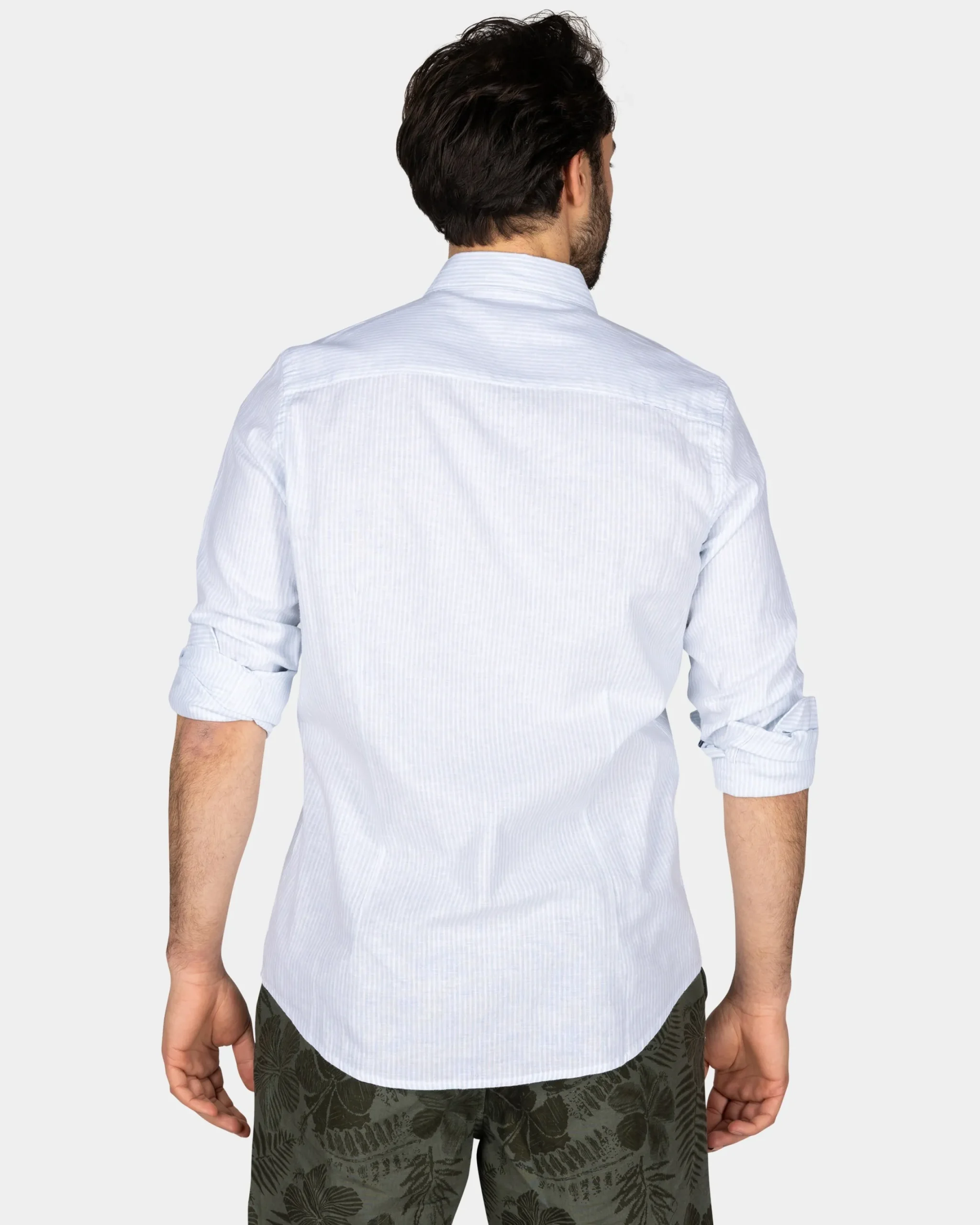 NZA New Zealand Auckland Pastelblauw linnen overhemd met elastaan