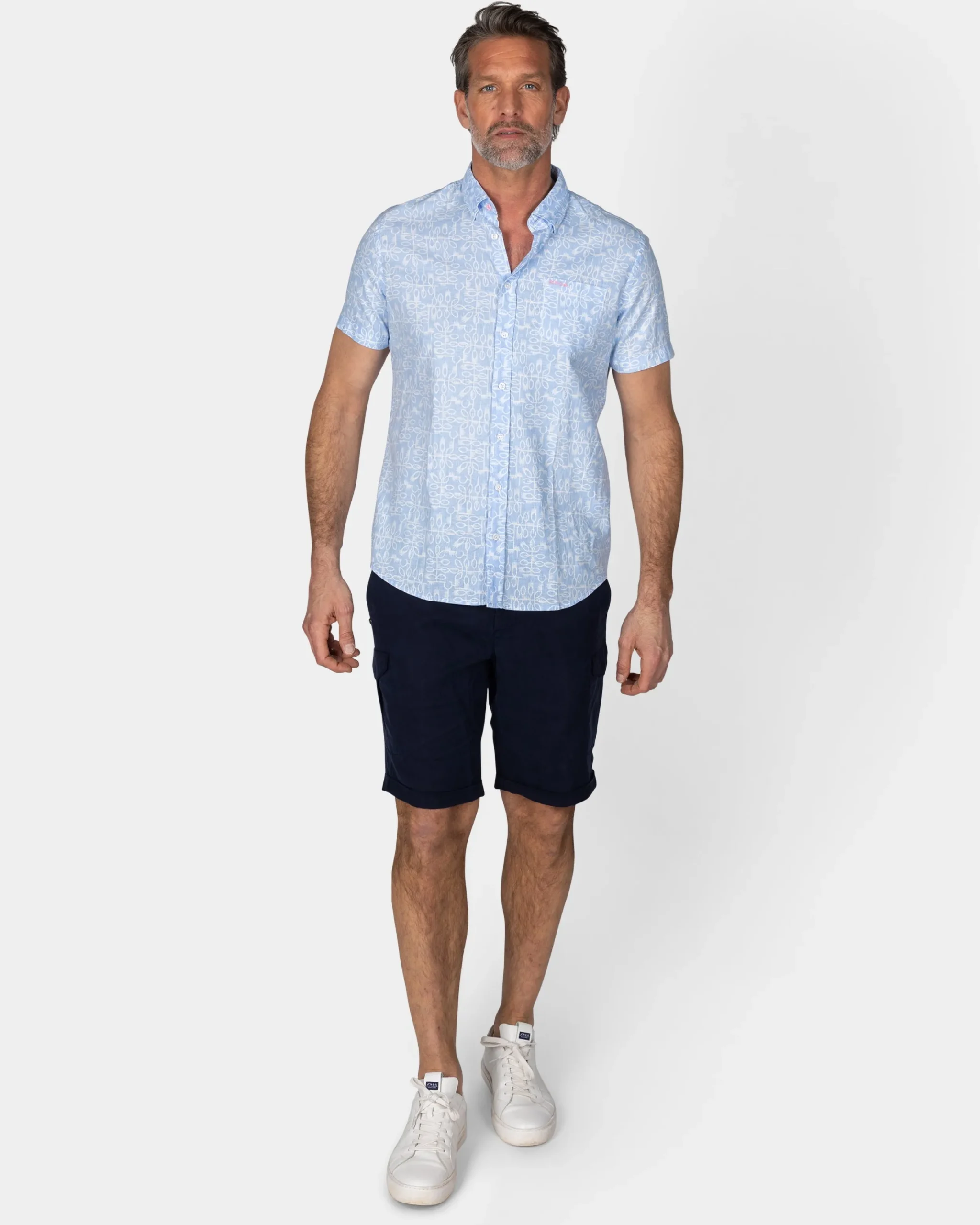 NZA New Zealand Auckland Pastelblauw overhemd met witte print