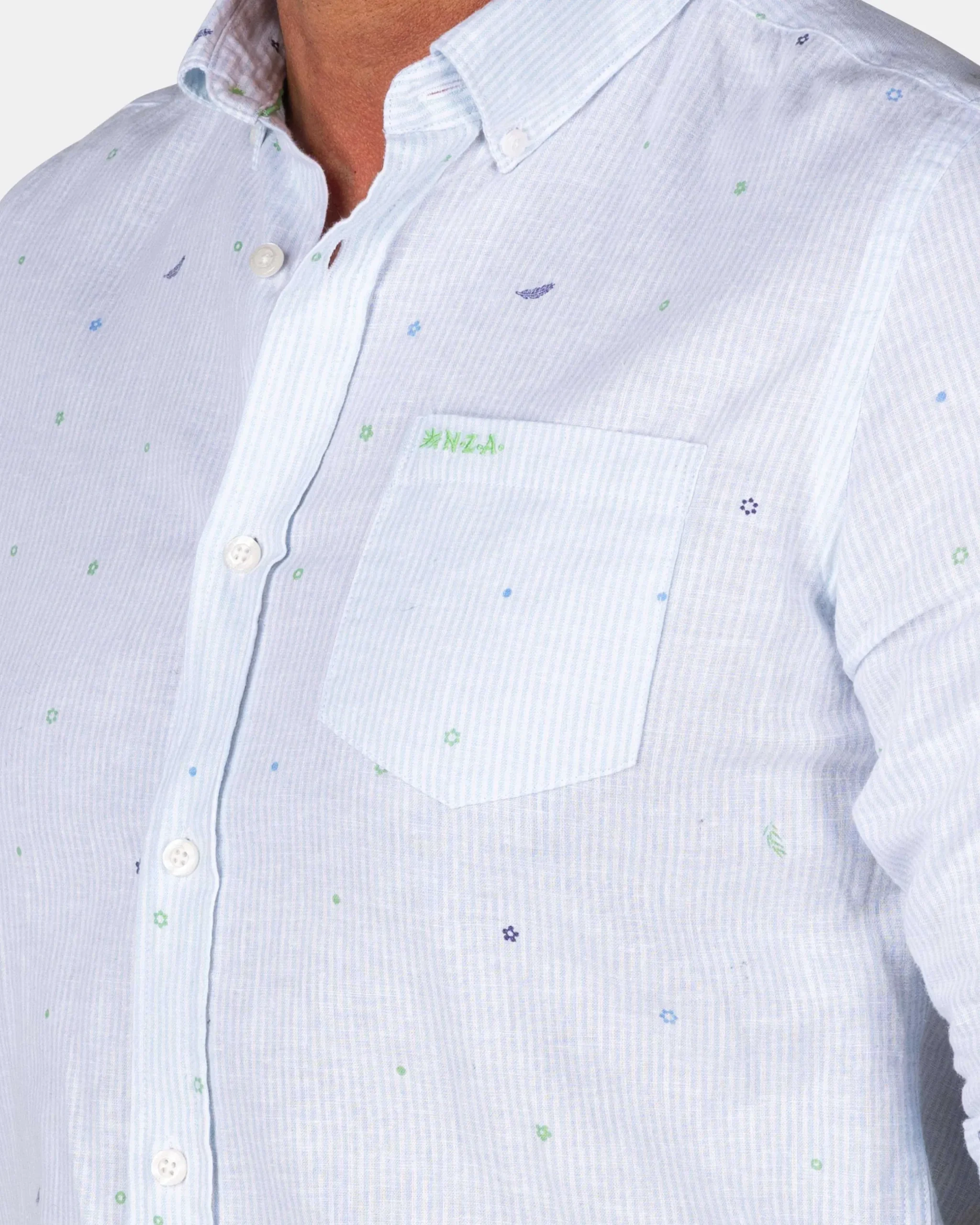 NZA New Zealand Auckland Pastelblauw overhemd met linnen