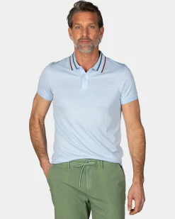 NZA New Zealand Auckland Pastelblauwe polo met gestreepte kraag