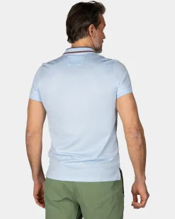 NZA New Zealand Auckland Pastelblauwe polo met gestreepte kraag