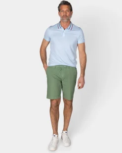 NZA New Zealand Auckland Pastelblauwe polo met gestreepte kraag